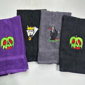 Evil Queen Poison Apple Embroidered Hand Towels Bathroom Home Decor Villain